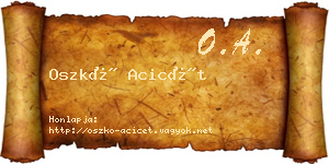 Oszkó Acicét névjegykártya